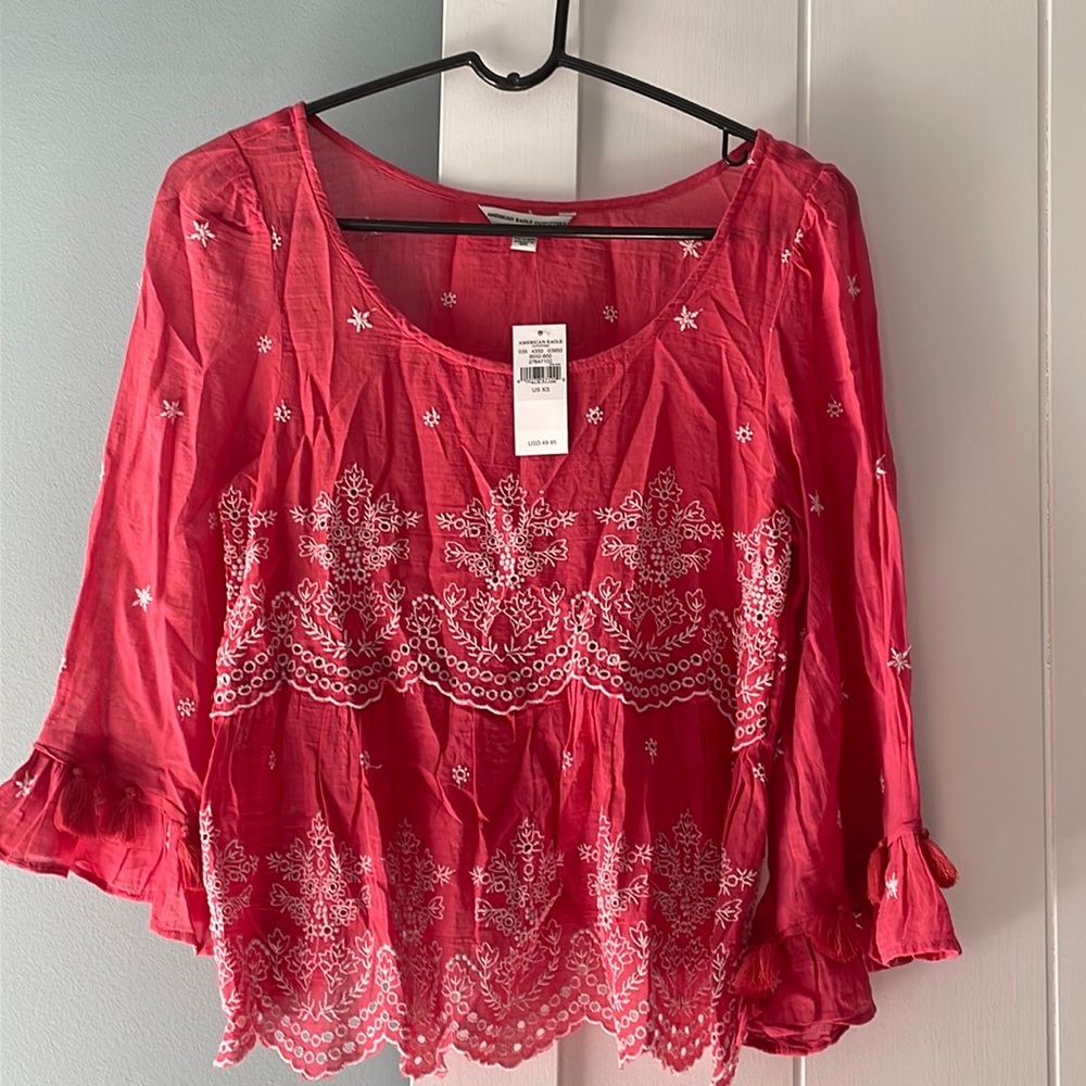 American Eagle Boho flared sleeve top XS